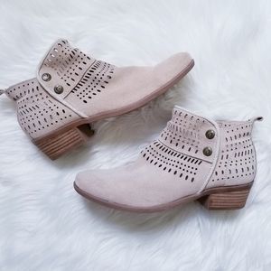 Perforated Georgia Baretrap Booties in Mushroom